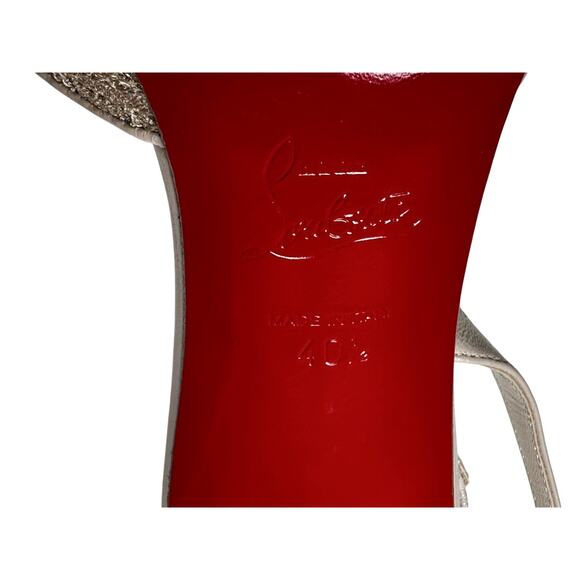 Christian Louboutin NIB Kate Max O Sling Lace Nude Leather Heels Pumps 40.5 NEW - Picture 7 of 9